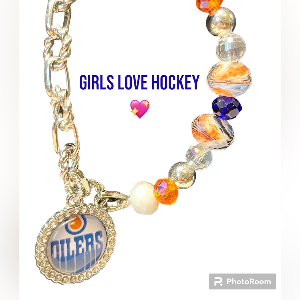 Silver Chunky Edmonton Oilers bracelet-stainless steel and silver plated